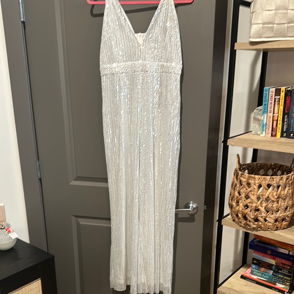 Elegant White Sequin Dress